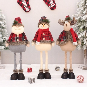 Plush 80cm retractable Christmas gnome doll set featuring Santa Snowman and Reindeer figurines