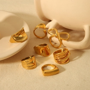 Irregular Stainless Steel Ring For Women With Bow And Wave Design Minimalist Gold Plated Versatile Jewelry Accessory