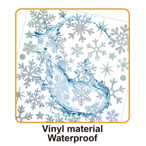 Waterproof vinyl snowflake stickers with holographic silver glitter for DIY crafts