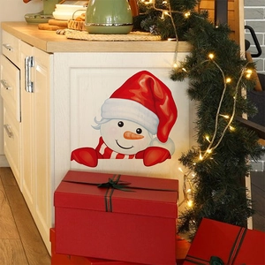 Christmas Snowman Wall Sticker PVC Removable Self Adhesive Cartoon Holiday Home Decor For Living Room Fridge Window