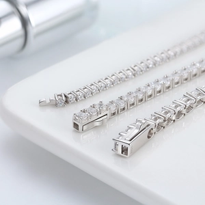 Elegant S925 sterling silver tennis bracelet with sparkling zircon stones in a three-row layout
