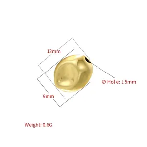 Detail of 12x9mm golden irregular baroque bead for jewelry making with 1.5mm hole