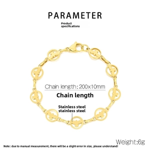 Détail du bracelet colombe en acier inoxydable doré avec fermoir mousqueton et dimensions