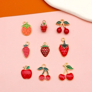 Lot de 9 breloques d'été en alliage fruits comme fraise et cerise pour bijoux DIY