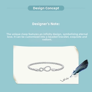 Detail of S925 sterling silver infinity clasp on a snake chain DIY bracelet
