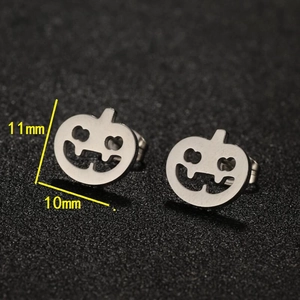 Silberne Halloween Kürbis Ohrstecker für Damen und Herren, Größe 11mm x 10mm