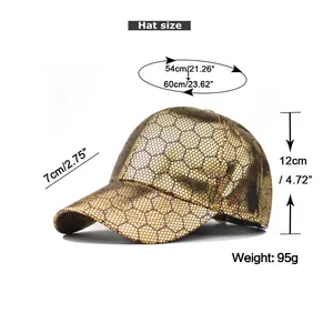 Size chart for cotton baseball cap showing head circumference, brim length, and hat height