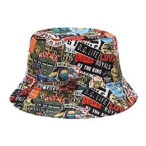 Graffiti bucket hat for men and women featuring colorful tiger and retro patterns