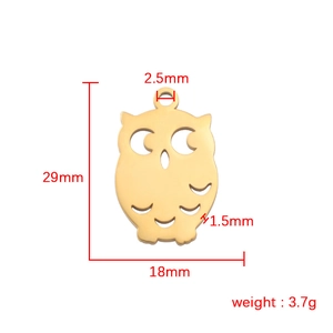 Golden owl stainless steel pendant dimensions 29x18mm with weight 3.7g specification