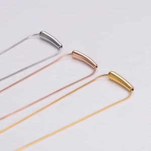 Sleek stainless steel snake chain necklace available in silver, rose gold, and gold finish