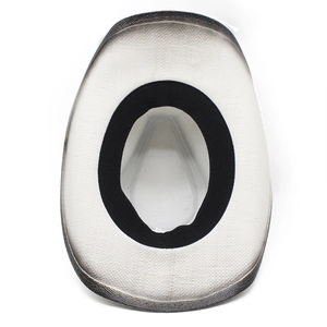 Detail view of woven straw cowboy hat interior showing the black sweatband and texture