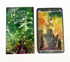 Detail view of Fairy Lights Tarot box and card III by artist Lucia Mattioli