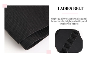Close-up of black lace-up corset belt featuring breathable thick elastic fabric