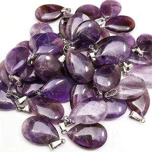 Natürliche Amethyst-Wassertropfenanhänger mit Silberclips für die Schmuckherstellung