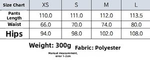 Size chart for women's slim fit blazer set showing waist and hip measurements in cm