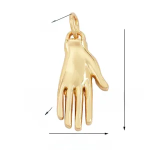 Detailed size specifications for a gold Hamsa hand pendant measuring 18mm by 10mm