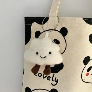Süßer weißer Plüschwolken-Anhänger mit Panda-Stofftasche für den täglichen Gebrauch