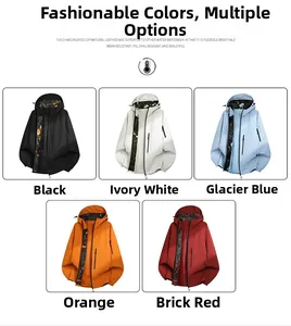 Wasserdichte Outdoor-Kapuzenjacke erhältlich in Schwarz, Elfenbein, Blau, Orange und Rot
