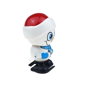 Cute wind-up walking snowman toy with red hat and blue scarf for Christmas gifts