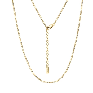 Classic gold S925 sterling silver Figaro chain necklace with lobster clasp and extender