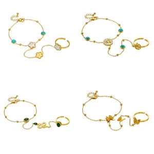 Stainless steel ring bracelet with turquoise and tree of life charms, size and weight specs
