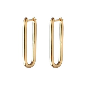 Classic gold U-shaped hoop earrings with a high-polished mirror finish and minimalist design
