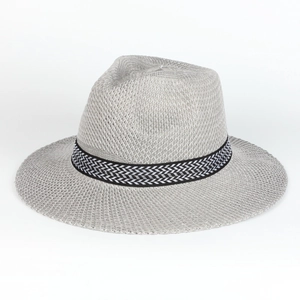 Straw Fedora Hat Summer Panama Sun Hat Breathable Wide Brim For Men Women Beach Vacation Casual With Geometric Ribbon