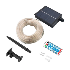 Solar outdoor PVC rope lights kit with solar panel, remote control and ground stakes