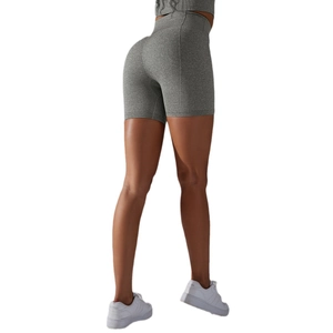 Pantaloncini yoga a vita alta senza cuciture grigio melange con design modellante