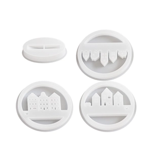 Juego de moldes de silicona de casa de Halloween para adornos de velas DIY de yeso
