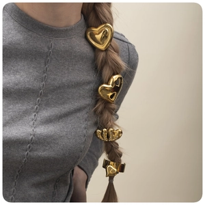 Heart Shaped Stainless Steel Hair Ties 18K Gold Plated Zircon Elastic Hair Bands Elegant Accessories For Women
