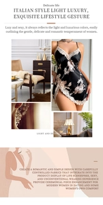 Détails de la chemise de nuit en soie noire avec imprimé floral et dentelle délicate