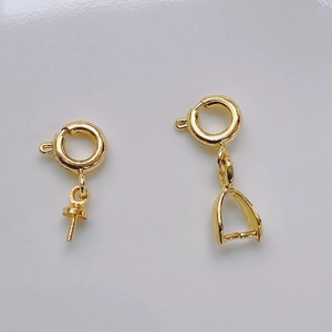 Cierre de resorte de oro de 14K con pasador y fianza para creación de joyas DIY