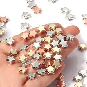 Star-shaped CCB metal beads in gold silver and rose gold for DIY jewelry making