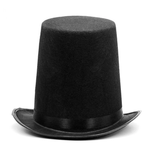 Classic black top hat with satin ribbon detail for magicians or formal attire