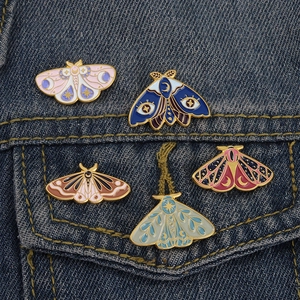 Moth Butterfly Enamel Pin Alloy Brooch Mystical Star Moon Celestial Insect Badge Decorative Jewelry For Denim Jacket