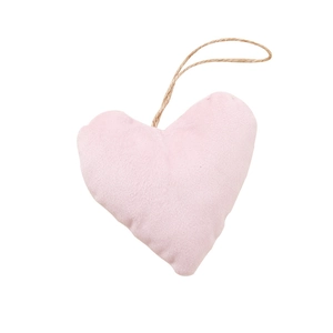 Addobbo natalizio a cuore in peluche rosa fatto a mano con corda di canapa rustica