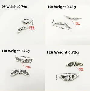 Detail specifications of silver wing spacer beads for DIY jewelry making and bracelets