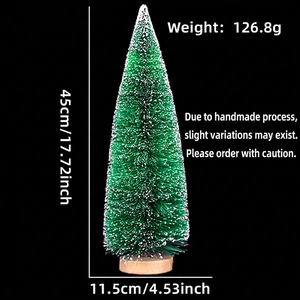 Detailed size view of a 45cm mini sisal Christmas tree with snow effect and wood base