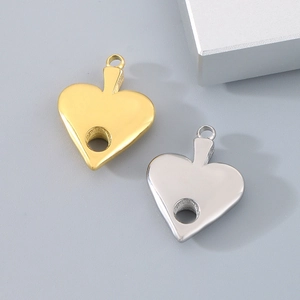 Polished hollow heart charms in gold and silver finish for DIY jewelry making