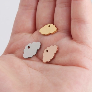 Polished cloud-shaped stainless steel pendants in gold, silver and rose gold finishes