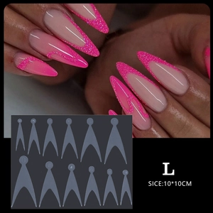 Detail of 11 sizes of French manicure dual nail forms for extension guide application