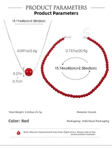 Parámetros detallados del collar de cuentas de cristal rojo y conjunto de cadenas