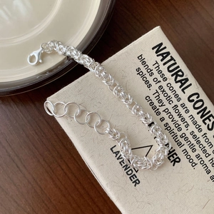 Minimalist 925 sterling silver geometric woven chain bracelet with lobster clasp