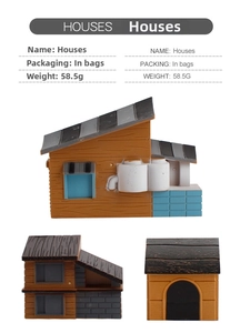 Maisons de ferme miniatures en résine avec texture bois pour scènes de bricolage