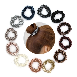 Attache-Cheveux en Künstliche Perles Tissées à la Main Chouchous Perlés Élégant Anneau de Cheveux Corde à Cheveux Élastique Pour Femmes Filles Accessoires de Fête