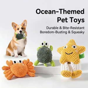 Juguetes Chillones Para Perros Animales Marinos Tortuga Cangrejo Estrella De Mar Vellón De Maíz Felpa Masticar Limpieza Dental