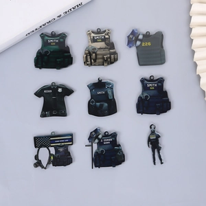 Set of 9 police gear acrylic keychains with thin blue line flag and uniform charms