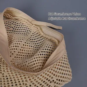 Summer hollow knit beret featuring adjustable inner velcro strap for customized fit