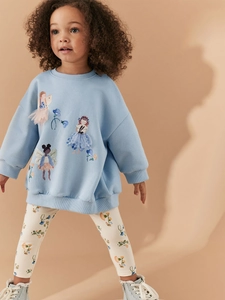 Girls Sweatshirt And Leggings Cotton Long Sleeve 3D Fairy Mesh Skirt Floral Print Toddler Casual Clothing
